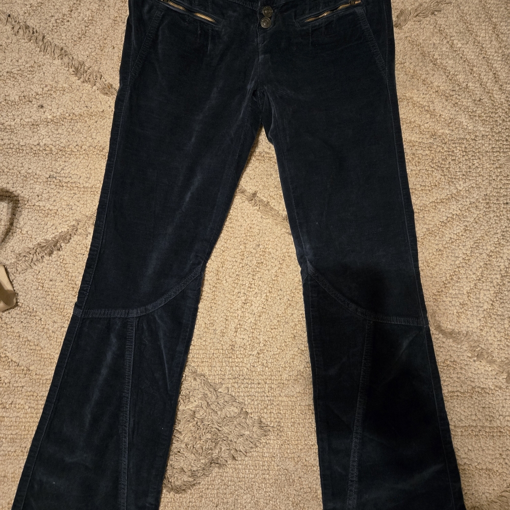 Dark Blue Crushed Velvet FP Pants